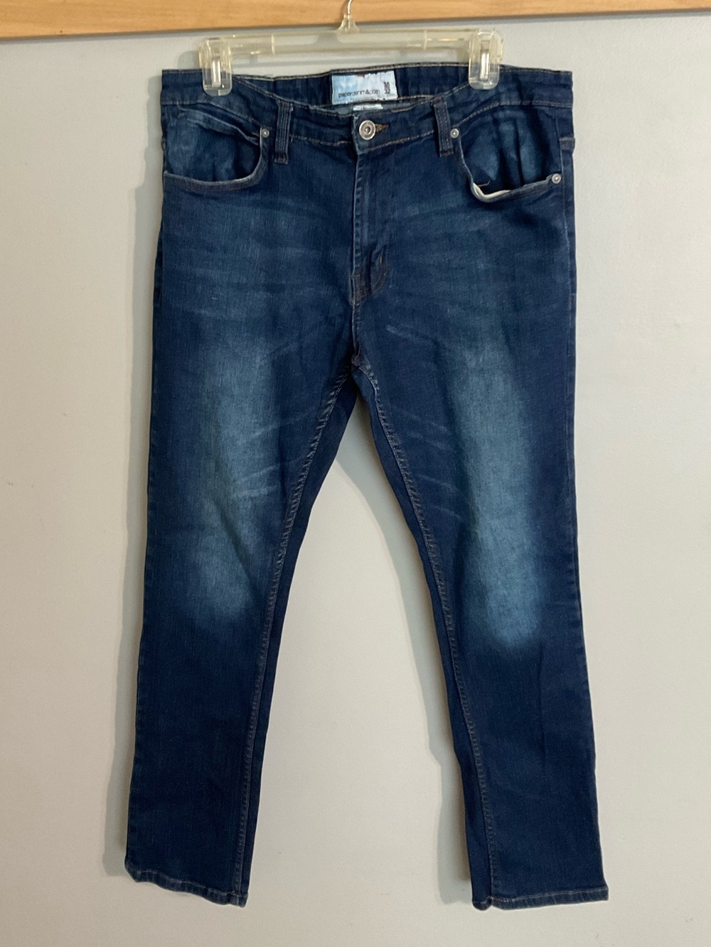 PaperDenim & Cloth Men's Slim Straight Jeans in Dark Indigo 38x32